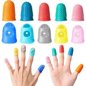 lot 10377 image: Zonon 20 Pieces Rubber Thimble Protector Hand Sewing Finger Tips Guard 5 Sizes Finger Pads Grips for Quilting Knitting Hot Glue Sorting Embroidery Paperwork Carving Handwork(Blue)