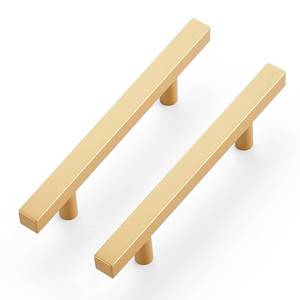 lot 10391 image: Ravinte 5 Pack Brass 3-12 Inch Hole Center Champagne Gold Handles Square Cabinet Hardware Stainless Steel Pulls for Kitchen Cupboard Drawers 6 Inch Overall Length