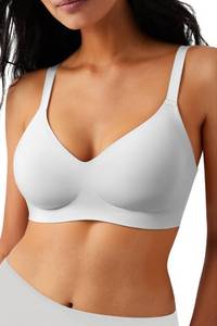 lot 10393 image: LUXMAY Wireless Comfortable Bra Seamless No Underwire Bras Full Coverage Push Up Women Wirefree Bras with Support White 40C