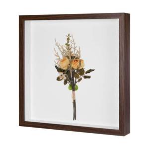 lot 11713 image: M METERXITY Shadow Box Frame (13 x 13 Inch, Brown) - Wooden Dried Flower Photo Frame, Memory Box Display Case with Felt Back, Apply to FlowerTicketsPhotosMemorabilia DIY Small Damage
