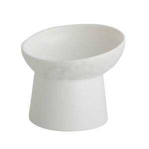 lot 11720 image: KITCHENLESTAR Small Ceramic Raised Cat Bowls, Tilted Elevated Food or Water Bowls, Stress Free, Backflow Prevention, Dishwasher and Microwave Safe, Lead & Cadmium Free(White)