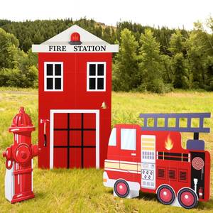 lot 11728 image: AceOrbit 3 Sets Firetruck Birthday Decorations Firefighter Party Decorations Large Fire Truck Party Supplies with Firetruck Hydrant Fire Station for Fireman Firefighter Birthday Favors Photo Backdrop