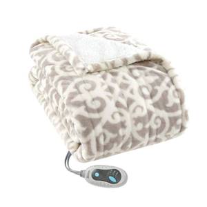 lot 12092 image: Beautyrest Wearable Electric Poncho Wrap Blanket, Ultra Soft Sherpa & Berber Fleece Heated Throw, UL Certified & Oeko-TEX, 3 Heat Settings & 2 Hour Auto Shutoff, Gift-Ready, 50 x 64, Grey Lattice