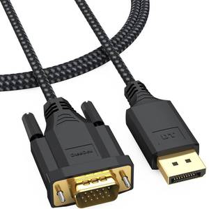 lot 12125 image: DteeDck DisplayPort to VGA Cable 3Ft, DP Display Port to VGA Adapter Cable Converter Male to Male Braided Cord for Desktop Laptop to Monitor Display