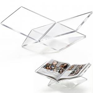 lot 12126 image: Acrylic Desktop Book Stand, Clear Angled Book Holder Display for Cookbooks, Magazines & Art Books, 12�7�5 in Slim Transparent Reading Stand for Desk & Coffee Table