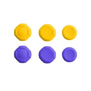 lot 12128 image: Nilovelygame 3in1 Anti-Slip Thumbstick Grips for PS5 PS4 Pro Controller, for Xbox One X Game Wireless Controller Switch Pro Thumb Soft Silicone Cover Caps (Purple and Yellow)