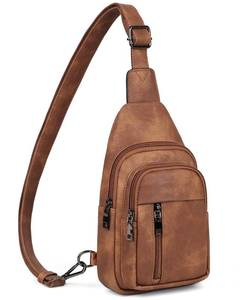 lot 12136 image: MASINTOR Sling Bag for Women - Crossbody Bags Fanny Pack with Vegan Leather - Adjustable Sling Backack for Travel Mocha Brown