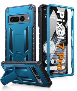 lot 12146 image: FNTCASE for Google Pixel 7-Pro Phone Case Shockproof Protective with Built-in Screen Protector & Kickstand - Heavy Duty Dual Layer Rugged Military Grade Drop Proof Cell Phone Cover (Blue Black)