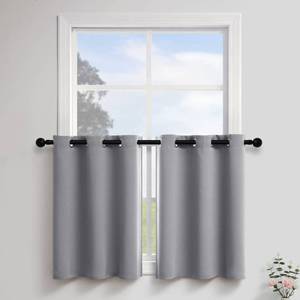 lot 12157 image: Pitalk Short Curtains Light Grey Half Window 24 Inch Length for Basement Privacy Small Grommet Curtain Tiers for Kitchen Bathroom Camper Blackout Treatment Thermal Insulated Gray Drapes 1 Pair