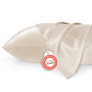 lot 12160 image: Bedsure Satin Pillowcases, Similar to Silk Pillow Cases Queen Size Set of 2, Cooling Pillow Case for Sleeping Women with Envelope Closure, Gifts for Women Men, Beige, 20x30 Inches, 2pcs
