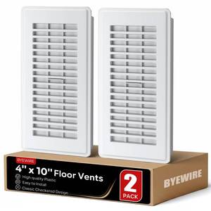 lot 15289 image: Floor Vent Covers, Plastic Floor Register 4x10, for Home Floor Sidewall Office or Ceiling Vent, Vent Covers for Home Floor 2 Pcs, White