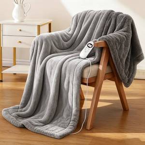 lot 15296 image: Eastsora Electric Heated Blanket Throw 50x60 �� Soft Dual-Sided Flannel, 12 Heat Settings, Smart Timer, ETL & FCC Certified, Machine Washable (Deep Gray & Light Gray, Single(50x60))