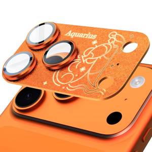 lot 16371 image: SIERDE Compatible for iPhone 17 Pro Camera Lens Protector, Aquarius Pattern, Drop Protection, Anti Scratch Full-Coverage, AR 360-Degree Protection, Camera Transmfttance HD, Easy Installation, Orange
