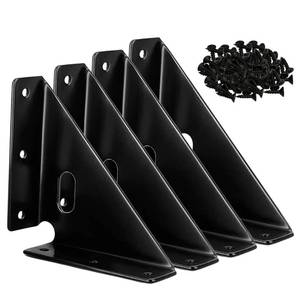 lot 16380 image: L&M Heavy Duty Gusset Joints 4 Pcs, Trapezi Corner Code, Bracket Corner Brace Bracket Fasteners, Furniture Shelf Support Joint Fasteners for Table, Chair Cabinet Bed Stabilization (Black)