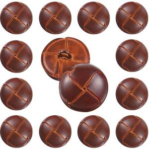 lot 16391 image: Knitgrip 12 Pcs Light Brown 25 mm Genuine Leather Cover Buttons Football Buttons with Shank Sew for Clothes Dress Coats Jackets Sweaters Blazers Jeans Handicrafts Fall Sewing Accessories