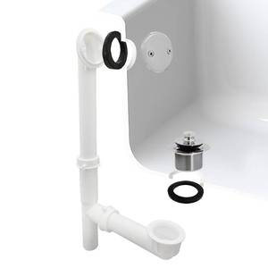 lot 16397 image: Westbrass Y594244CP White Tubular Twist & Close Bath Waste and Overflow Assembly, Polished Chrome
