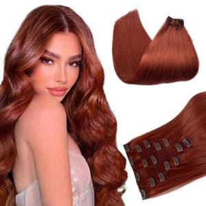 lot 16407 image: Belaved Clip in Hair Extensions Auburn 7Pcs-12 Inch Real Human Hair Extensions