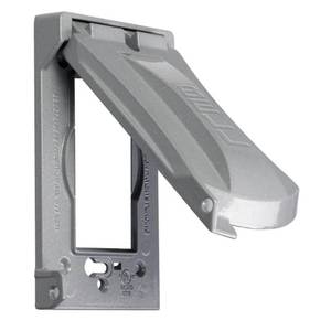 lot 16418 image: Hubbell Bell MX1050S Single-Gang Weatherproof Heavy Duty Universal Flip Cover, 2.87W x 4.84H, Gray Finish
