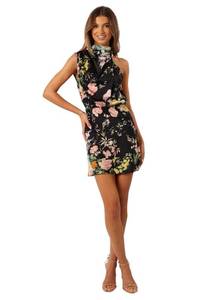 lot 16441 image: Petal & Pup Anabelle Halter Neck Mini Dress - Black Floral L