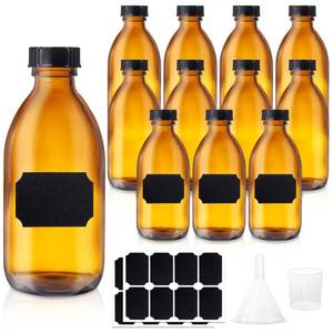 lot 17221 image: NAWORLI 12 Pack 8 OZ Amber Boston Round Glass Bottles for Vanilla Extract, 250 ML Refillable Empty Brown Dispensing Bottles with Caps for 2nd Fermentation, Kombucha Brewing, Homemade Solutions