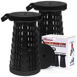 lot 17304 image: AttoShow 2025 2PCS Upgraded Collapsible Stool Thickened Set, Portable Stool Folding Stools, Foldable Chair for Camping Fishing Hiking BBQ and Outdoor Activities - Max 500lbs (Black)