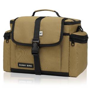 lot 17310 image: SUNNY BIRD Large Lunch Bag, Thermally Insulated Soft Cooler with Shoulder Strap for Women, Men (Bark Brown)