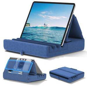 lot 17311 image: KDD Tablet Pillow Holder, Foldable iPad Stand for Lap, Bed and Desk -Tablet Soft Pad Dock with Pocket & Stylus Mount Compatible with iPad Pro 12.9, 10.5, 9.7 Air Mini 6 5 4 3, Galaxy Tab,E-Reader