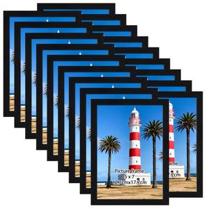 lot 17323 image: Giftgarden 5x7 Picture Frame Set of 18, Lightweight 5 by 7 Frames Bulk for Gallery Wall Photo Hanging and Tabletop Display, Black