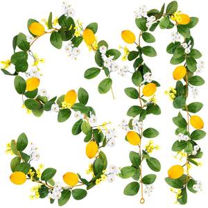 lot 17325 image: KVCSYAW 2 Pcs Artificial Lemon Flower Garland Vine, 14 Ft Fake Yellow Lemon Vines Silk Flowers Hanging Floral Garlands Decoration for Room Wall, Flower Themed Party, Wedding Supplies