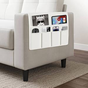 lot 18098 image: Naturoom Recliner Arm Caddy - Over the Arm Chair Caddy for Recliner with Remote Control Holder, Armrest Organizer with 6-Pocket Storage for Couch, Phone, Tablet, Magazine, Ivory