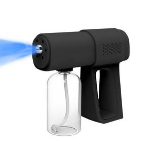 lot 18128 image: Professional Disinfectant Fogger Machine, 380ml Wireless Fine Particle Sprayer Gun Handheld Sanitizer Fogger, Blue Light Foggers for Touchless Sanitization (Black)