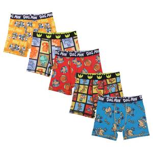 lot 18139 image: Bioworld Dog Man Fun All-Over Print Boys Boxer Briefs (5 Pack)-Medium (8) Multicolor