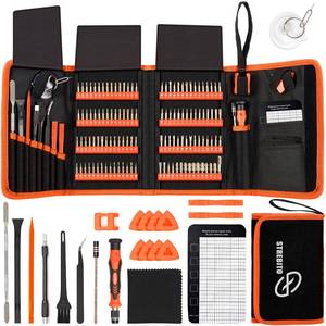 lot 18145 image: STREBITO Precision Screwdriver Set 142-Piece Electronic Repair Tool Kit with Torx T5 T6 T8 T15, Triwing Y000, Star P5, Gamebit, Tech Toolkit for Computer, Laptop, iPhone, Nintendo, PS5, Ring, Orange