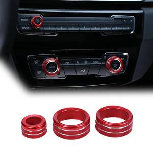 lot 18182 image: Car Center Console Air Conditioner Knobs Ring Trim Compatible with BMW 1 2 3 4 Series F30 F34 F46 GT X1 F44 F47 F48 U11,AC Climate Control and Radio Volume Knob Ring Cover (Red)��