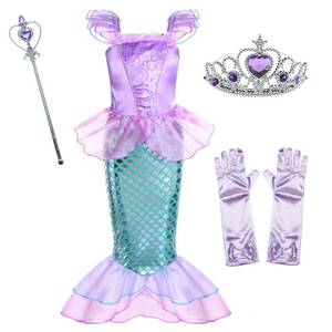 lot 18183 image: Little Girls Mermaid Princess Costume for Girls Dress Up Party with Gloves,Crown Mace 3T 4T