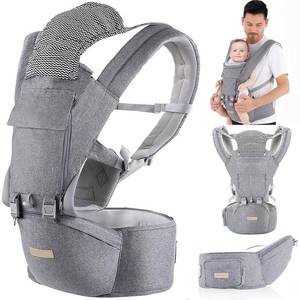lot 19221 image: Baby Carrier Newborn to Toddler 9-in-1 Convertible Carrier Ergonomic Infant Carriers All Seasons, M Positions, Adjustable Strap Perfect for Travel 3-36 Months Grey - Baby Carrier with Hip Seat