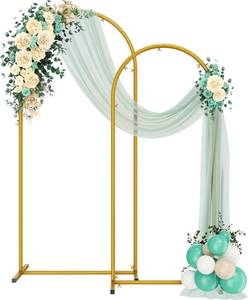 lot 19222 image: Metal Arch Backdrop Stand 2 Set (6FT5FT), Gold Wedding Arch Frame, Balloon Arch Stand for Wedding, Baby Shower, Birthday, Ceremony, Party Decor