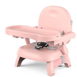 lot 19227 image: Bella��s Friends 3-in-1 Toddler Booster Seat for Dining Table and Kitchen Chair with Adjustable Tray and Safety Straps, Foldable&Portable Baby Seat for Travel, Feeding, and Floor Use, Pink