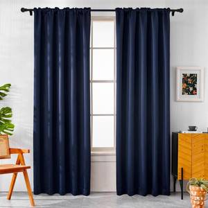 lot 19247 image: Pickluc Blackout Curtains 96 Inches Long 2 Panels, Black Out Drapes for Bedroom or Living Room, Back Tab and Rod Pocket Top, Set of Two, Navy Blue, 52 Wide and 96 Length.