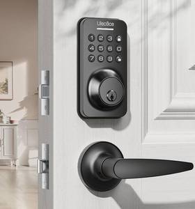 lot 19253 image: Ulecoce Keyless Entry Door Lock Deadblot with Handle Set, Keypad Door Lock with Handle Smart Door Locks for Front Door with Set, Easy Installation, Auto Locking, Matte Black