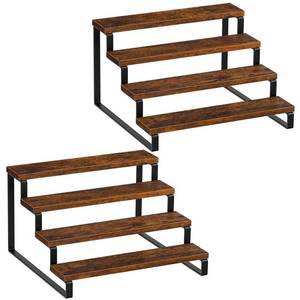 lot 19256 image: Giikin 4 Tier Spice Rack, Set of 2 Wooden Spice Rack for Countertop, Kitchen Counter Storage Shelves Cupcake Stand Holder Display Stand, Rustic Brown