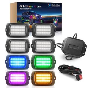 lot 19261 image: MICTUNING Q1 MAX RGBIC Rock Lights 8 Pods Kit, 192 Beams 1000% Brighter Chasing Dreamcolor Underglow Neon Lights, APP Control Multicolor Extensible Underbody Lighting Kit for Truck ATV UTV Boat