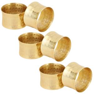 lot 20376 image: ITOS365 Handmade Round Hammered Golden Napkin Rings Holder for Dinning Table Parties Everyday, Set of 6