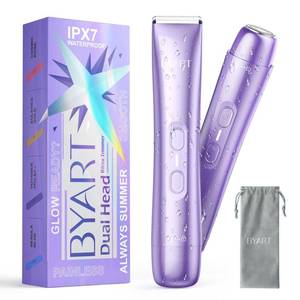 lot 20386 image: BYART Bikini Trimmer for Women Dual Head �� IPX7 Waterproof & Painless Electric Razors for Pubic Hair, Face, Legs, Underarms �� Portable Cordless Shaver with Fast Charging, Self Care Gifts for Women
