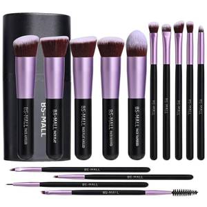 lot 20397 image: BS-MALL Makeup Brushes Premium Synthetic Foundation Powder Concealers Eye Shadows 8Pcs Purple for Makeup Beginner or Professional with Travel Case