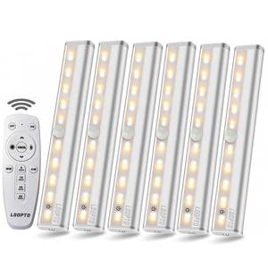 lot 20435 image: LDOPTO Battery Operated Lights with Remote Wireless Dimmable Under Cabinet Counter Lights for Kitchen LED Closet Lights with Timer for Kitchen Shelf Hallway Stairs,Multiple Colors 6 Pack (No Remote)