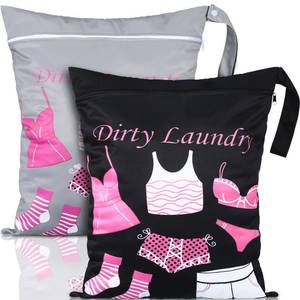 lot 20450 image: Shappy 2 Pcs Large Travel Laundry Bag Washable Waterproof Wet Dry Large Dirty Clothes Bag Bathing Workout(Dress Style)