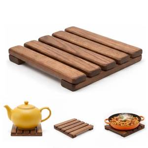 lot 20462 image: Wooden Trivet �� Trivets for Hot Pots and Pans, 15�15 cm Heat Resistant Solid Acacia Wood, Durable Kitchen & Table Protector, Premium Handmade �� LO-MAS