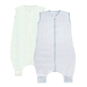 lot 20464 image: SPRINGSPIRIT Toddler Sleep Sack with Feet 2T-3T 2 Pack, 100% Cotton Wearable Blanket for Baby, 2-Way Zipper Baby Sleeping Sack with Legs for Boys and Girls, Green & Blue