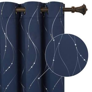 lot 20467 image: BUHUA Navy Blackout Curtains for Bedroom, Thermal Insulated Window Curtains with Floral Pattern - 84 Inch Long, Drapes for Sliding Glass Door (52 x 84 Inch, Ombr� Blue, 2 Panels) (OMBR� DESIGN)